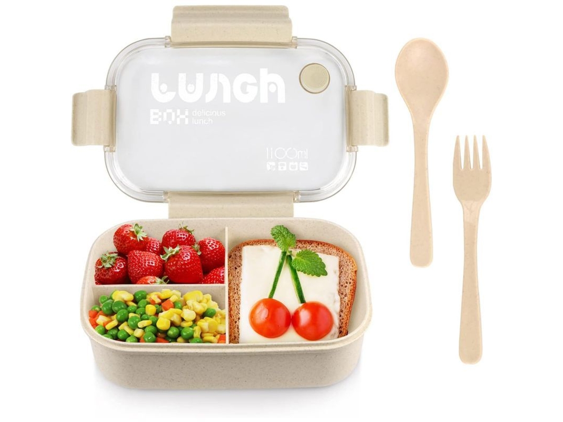 Fiambrera Bento Para Adultos Con Cubiertos Reutilizables, Sin Bpa, Apta Para Microondas.