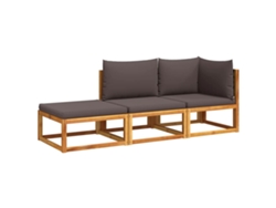 Conjunto 3 de sofás de jardín con cojines VIDAXL madera maciza acacia
