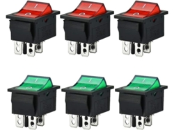 6 Interruptores Rocker Dpdt Iluminados 4 Terminales Con Tapa Impermeable Kcd4 20a/125v 16a/250v Para Barcos Y Vehículos