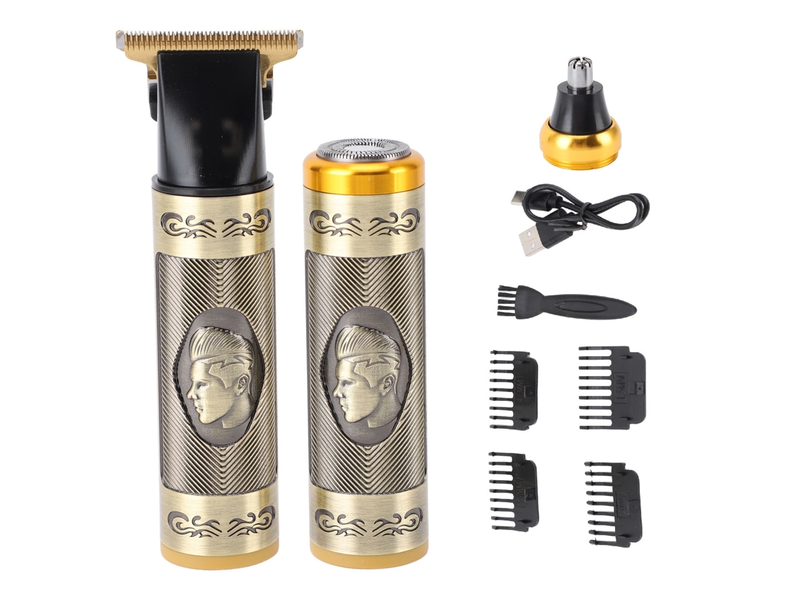 Kit De Cortapelos Eléctrico 3 En 1 Recargable Inalámbrico Usb Con 4 Peines Guía Para Barba, Nariz Y Cabello Masculino