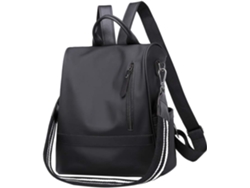 Mochila Negra Para Mujer Con Gran Capacidad Para Estudiantes Y Viajes, Con Correa Ajustable Para El Hombro Y