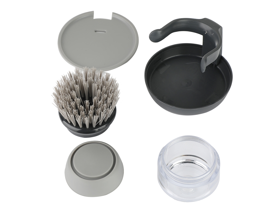 Cepillo Dispensador De Jabón Con Soporte Para Limpiar Ollas, Platos Y Utensilios (gris)