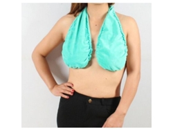 Top Corto Cómodo Tata Para Mujer, Bralette Cruzado De Poliéster Verde Peludo, Talla Única.