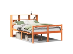 Maison Exclusive - Cama Con Estantería Sin Colchón Madera Maciza Marrón 135x190 Cm
