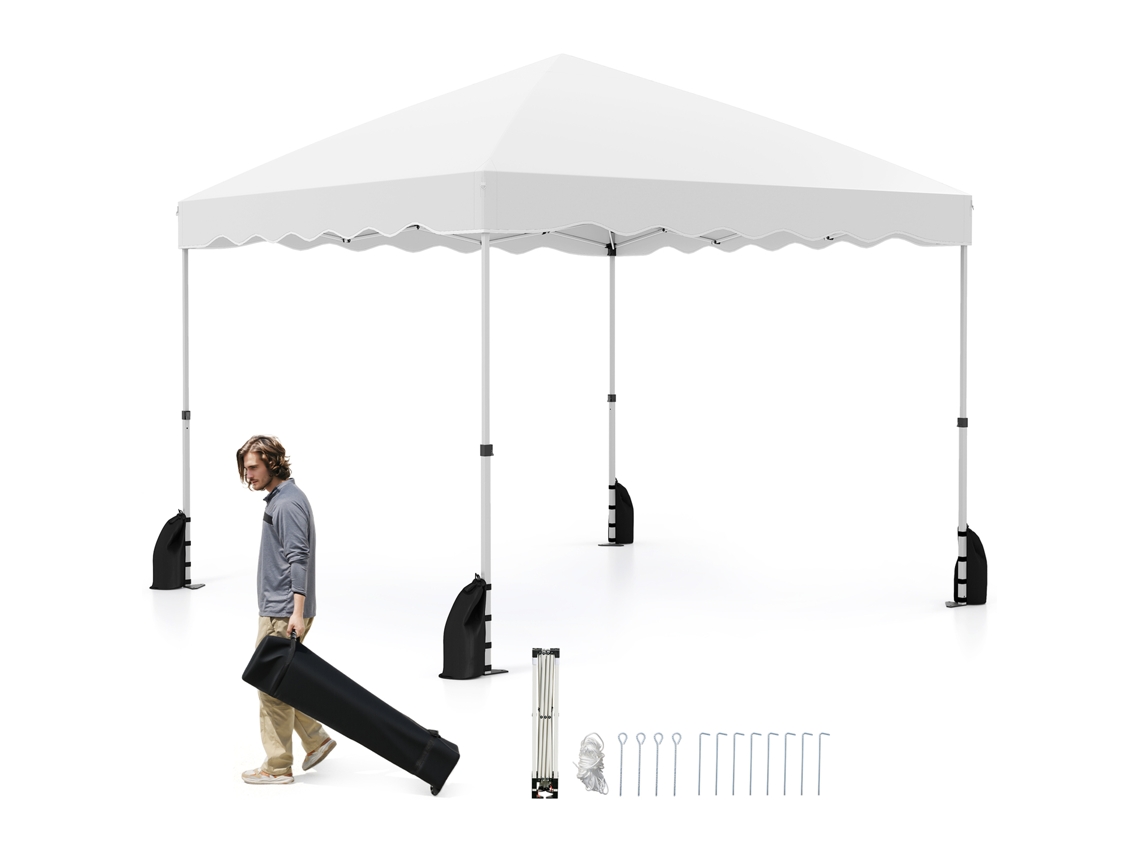Tienda Plegable De Patas Rectas Costway Fácil De Transportar (3 X 3 M - Tela Oxford - Blanco)