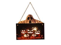Letrero De Madera Iluminado Para Halloween Con Diseño De Calabaza Para Decoración De Puertas Y Paredes.