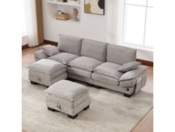 Sofá Modular 3 Plazas - Asiento Ancho, Diseño Ergonómico, Espuma De Alta Densidad, Puerto Usb-c Y Bolsillos Laterales - Gris Claro