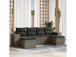 Conjunto de 6 sofás de jardín con cojines en mimbre gris DKD Home Decor