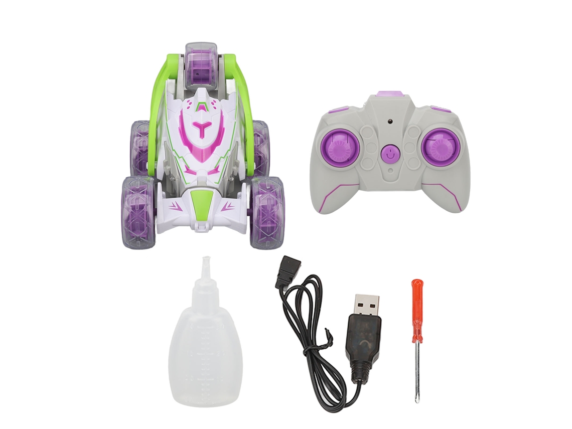 Coche Eléctrico Acrobático Teledirigido De 2,4 Ghz Con Luces Y Música, Coche De Carreras Infantil Morado De 3,7 V