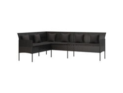 Maison Exclusive - Sofá en forma de L / Sofá de jardín con cojines de mimbre y patas negras