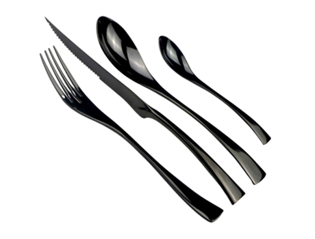 Vajilla Negra De Acero Inoxidable 18/10, Juego De Cubiertos, Cuchillo, Tenedor, Cuchara, Cucharadita, Vajilla De Comida, 24 Uds.