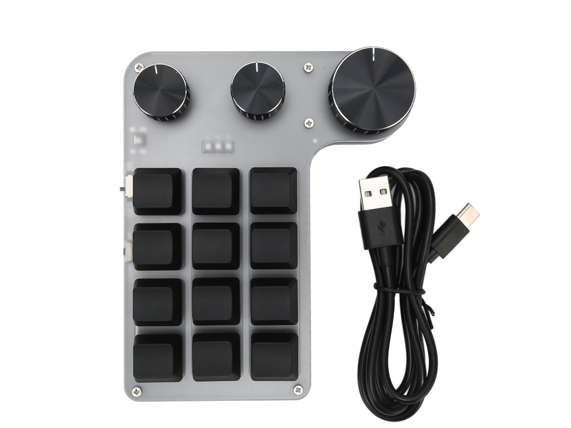 Teclado Mecânico Macro De 12 Teclas Com 3 Botões Mini Portátil Bluetooth Usb Programável Para Office E Jogos