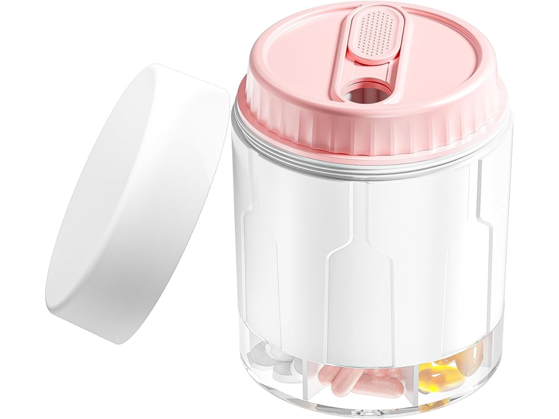 Organizador de pastillas giratorio de 7 compartimentos CHRUI para vitaminas, libre de BPA (rosa)