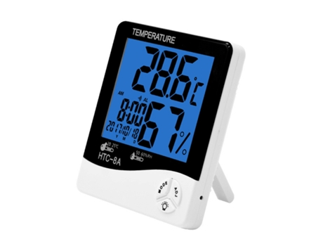 Termómetro higrómetro digital Monitor de temperatura interior Medidor de humedad Estación meteorológica LCD grande Despertador con calendario Recor...