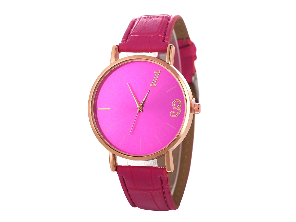 Reloj De Pulsera De Aleación Analógico De Cuarzo Con Dial Redondo Para Parejas Color Rojo Rosa