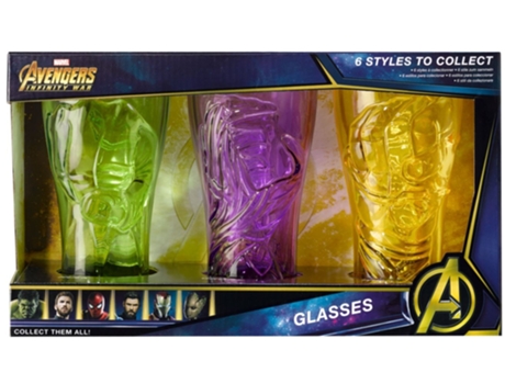 Conjunto 3 Copos Marvel Avengers 495Ml Hulk Groot Thor