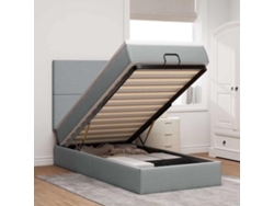 Cama Otomana Con Colchón Gris Claro 90x200 Cm Tela