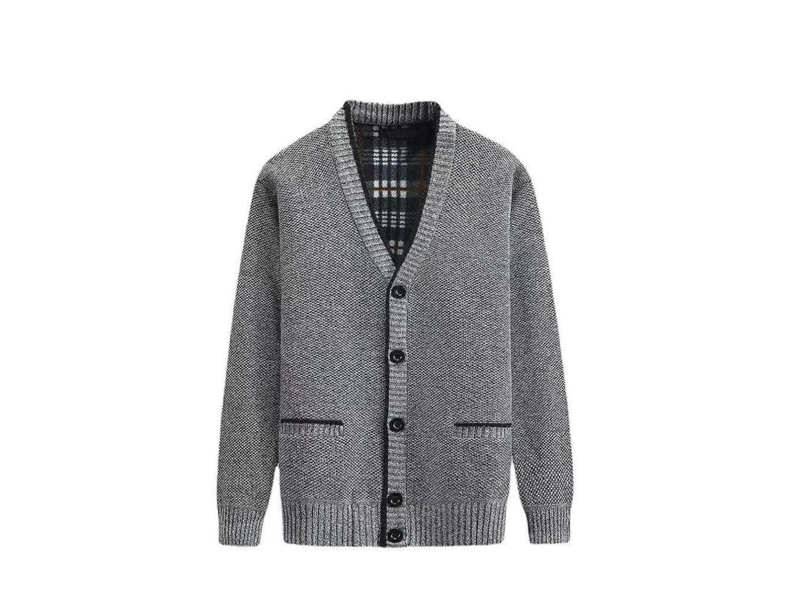 Chaqueta Rebe para hombre, de punto grueso, de algodón, cuello en V, mangas largas, tallas L-4XL, 4XL, gris.