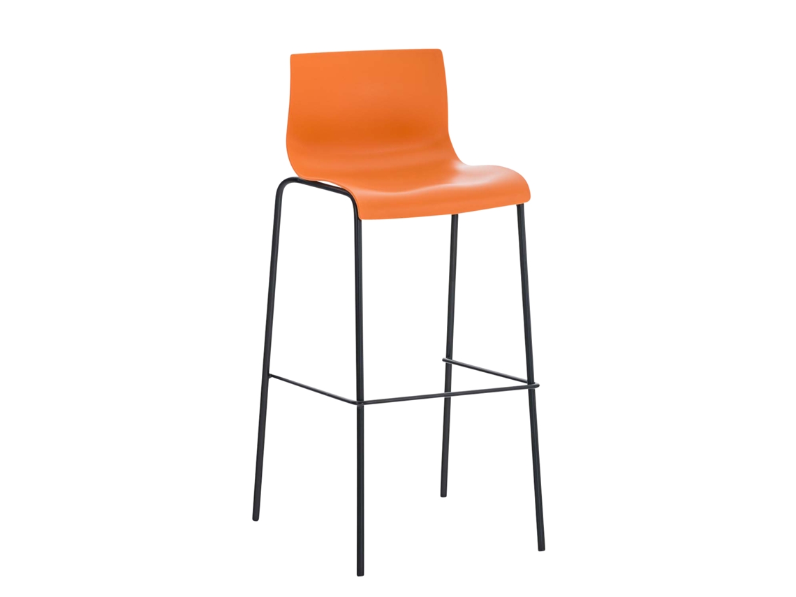 Taburete de bar Hover estructura de plástico con 4 patas naranja/negro CLP