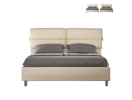 Cama contenedor doble 160x190 con cabecero acolchado almohadas Nandy