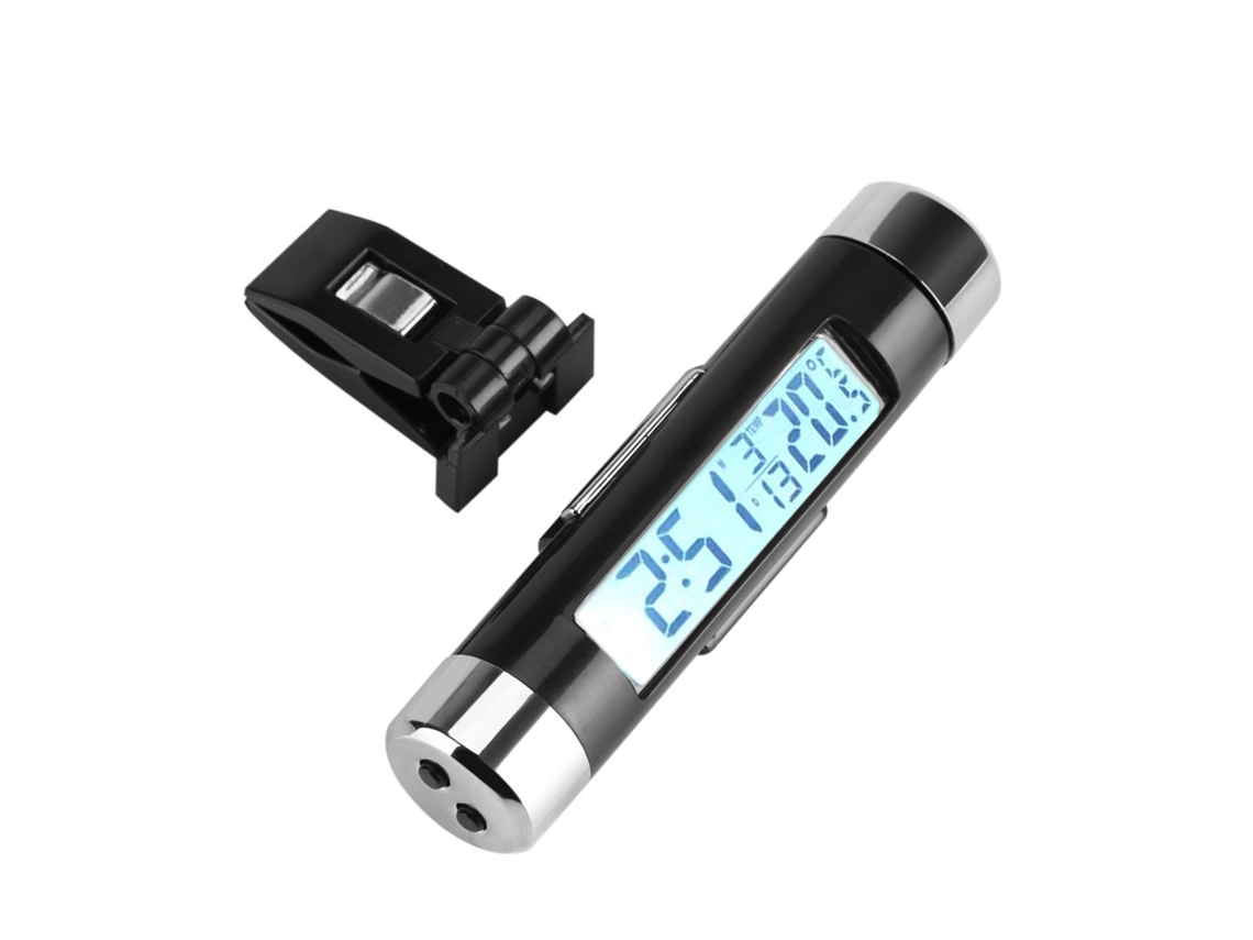 Termómetro Digital Para Coche Con Clip Reloj Lcd Con Luz De Fondo Blanco Para Automóviles