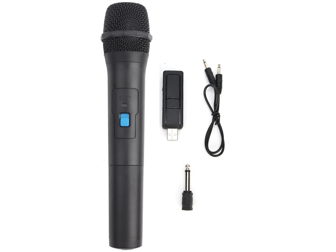 Micrófono Inalámbrico De Mano Vhf Profesional En Plástico Abs Negro Con Recepción Usb.