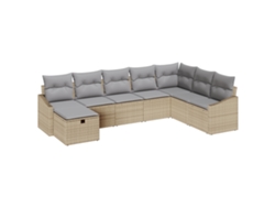 Conjunto de 8 sofás de jardín Vidaxl con cojines de ratán y poliéster beige