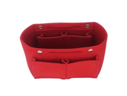 Neceser De Fieltro Para Mujer Con Compartimentos Para Cosméticos Y Accesorios - Rojo
