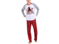 Kkpm-pijamas De Navidad Para Familia Con Cuello Redondo Y Mangas Largas, Patrón De Árbol Y Cuadrícula, Rojo, Talla M Para Hombre