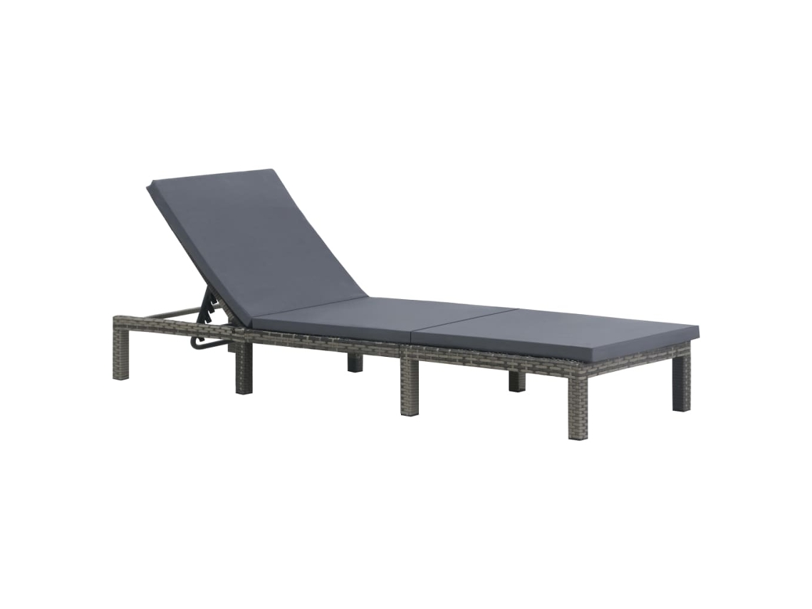 Tumbona con cojín Mueble para patio Asiento de jardín ratán sintético gris antracita