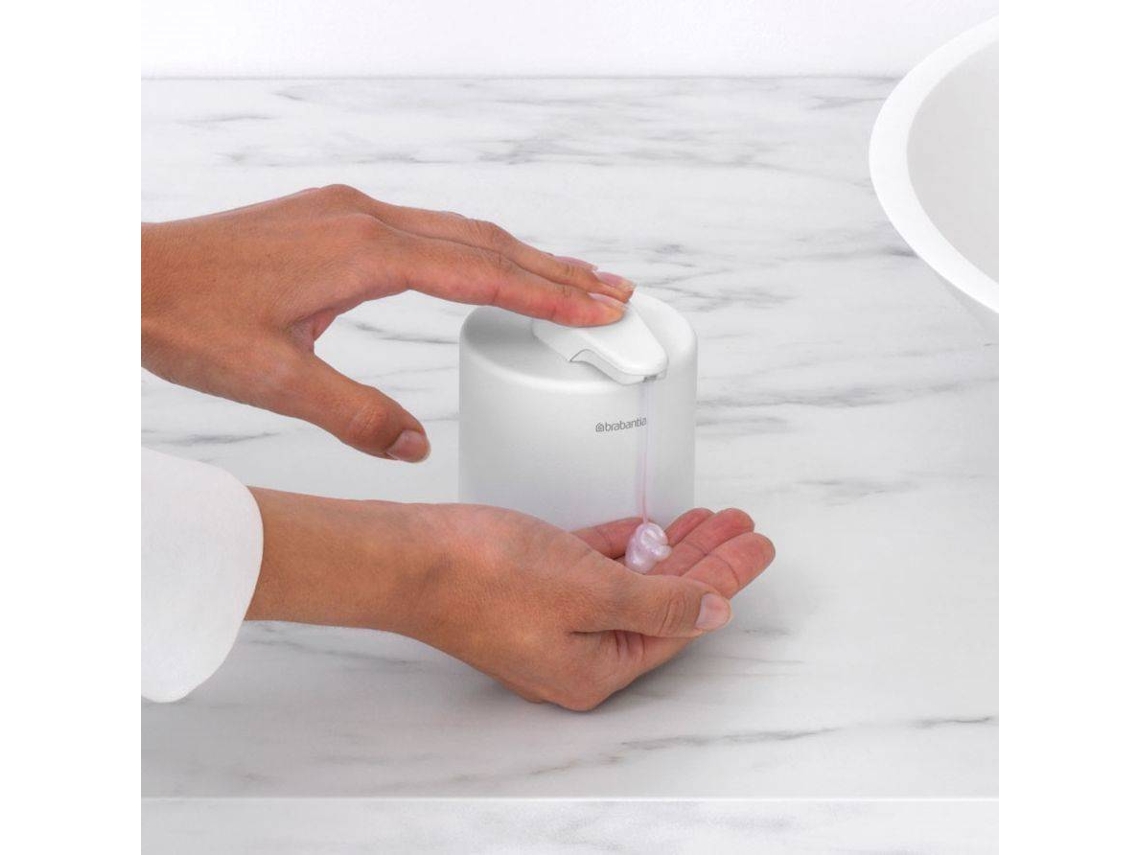 Dosificador de Jabón BRABANTIA Mindset Fresh Blanco (Acero Inoxidable - 9,5x8x11 cm)