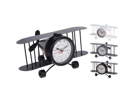 Reloj sobremesa avion 20x22x12 cm surtido