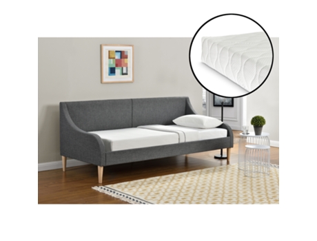 Colchón Cama Individual [ES.CASA] (214,5 x 99,5 x 90 cm - Tela - Gris)