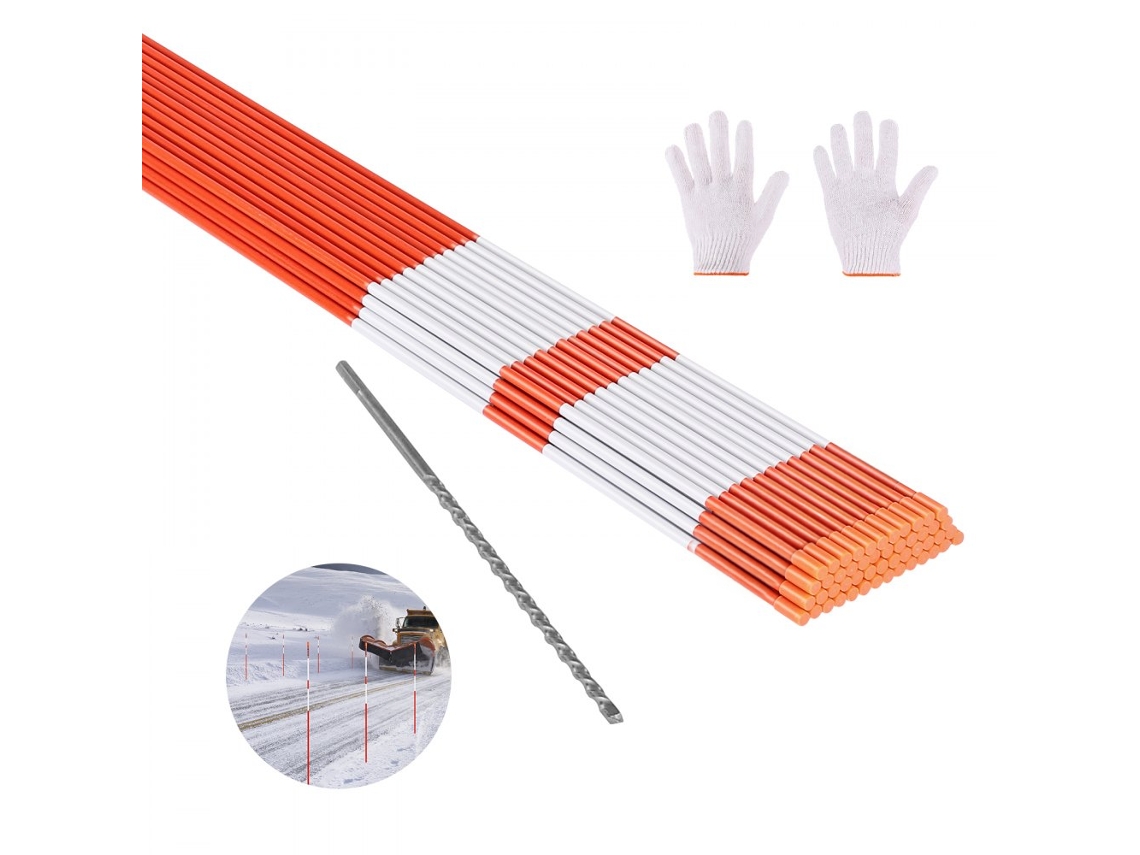 Juego de 100 postes reflectantes de fibra de vidrio color naranja de 1829 mm para señalización vial Tekmaquinas
