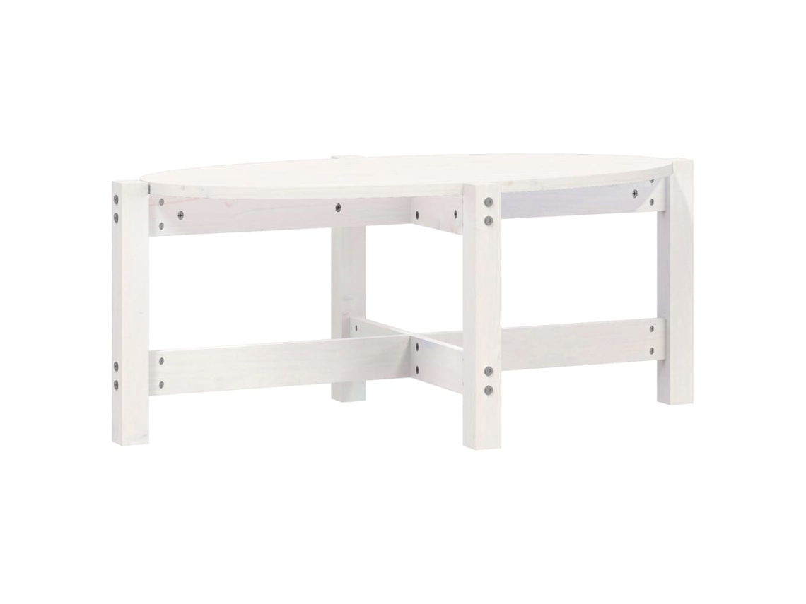 Mesa de centro de diseño sencillo, 87 x 48 x 35 cm, madera maciza de pino blanco, Dec037979