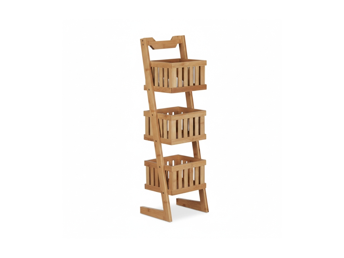 Estantería de baño Relaxdays de bambú, 3 cestas, asa de transporte, organizador, resistente al agua, decorativa.