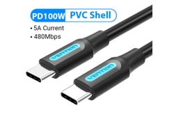 Cable USB-C a USB-C 100W PD, QC 4.0 PD 60W, para Macbook Pro, Xiaomi Mi 10, PVC negro