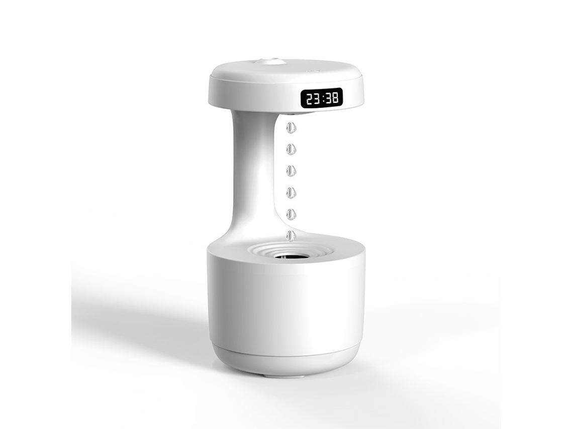Humidificador en forma de lágrima, 600 ml, con sistema antigravedad y luz. Mdug (blanco)