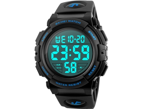 VEANXIN Hombres Reloj digital impermeable Relojes de pulsera con alarma LED-Azul