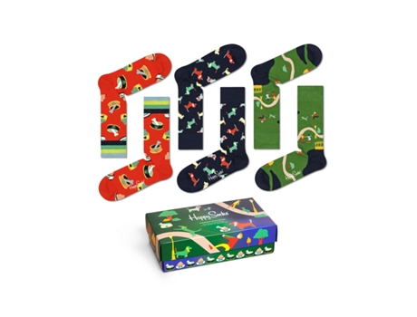 Pack de 3 Medias HAPPY SOCKS Gift Box 41/46 EU (Algodón - Multicolor)