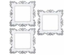 Adesivos Decorativos de Interruptor de Resina Branco e Prata com Bordas de Rosa Prateado 3pcs