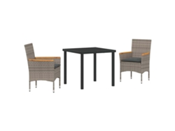 Maison Exclusive - Juego de comedor de jardín de 3 piezas, mimbre gris, Pe