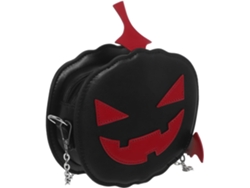 Bolsa de ombro feminina em PU com estampa de abóbora de Halloween e corrente, design original e espaçosa.