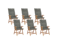 Conjunto De 6 Cadeiras Dobráveis ​​com Almofadas A Condizer Beliani Java De Madeira De Acácia Castanho 54x69x105