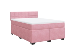 Maison Exclusive - Cama Box Spring Con Colchón Terciopelo Rosa Oscuro 140x200 Cm