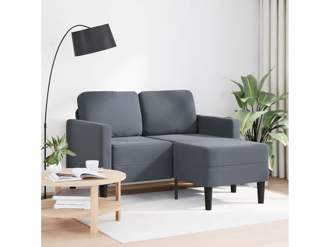 Sofá De 2 Plazas | Sofá De Salón | Sofá De Descanso Con Chaise Longue En Forma L Gris Oscuro 125cm