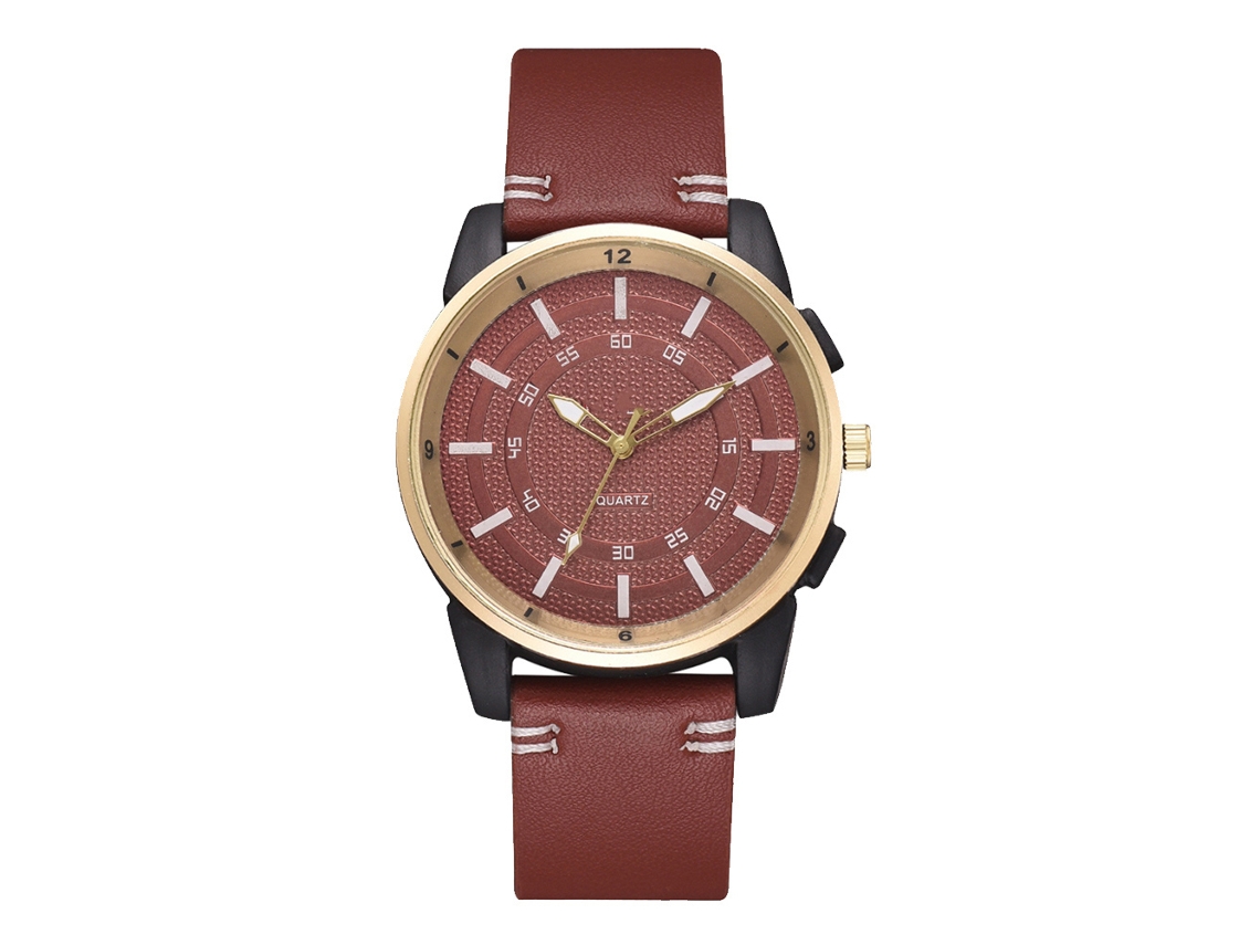 Elegante Reloj De Pulsera Analógico Informal Con Correa De Piel Sintética Marrón Claro.