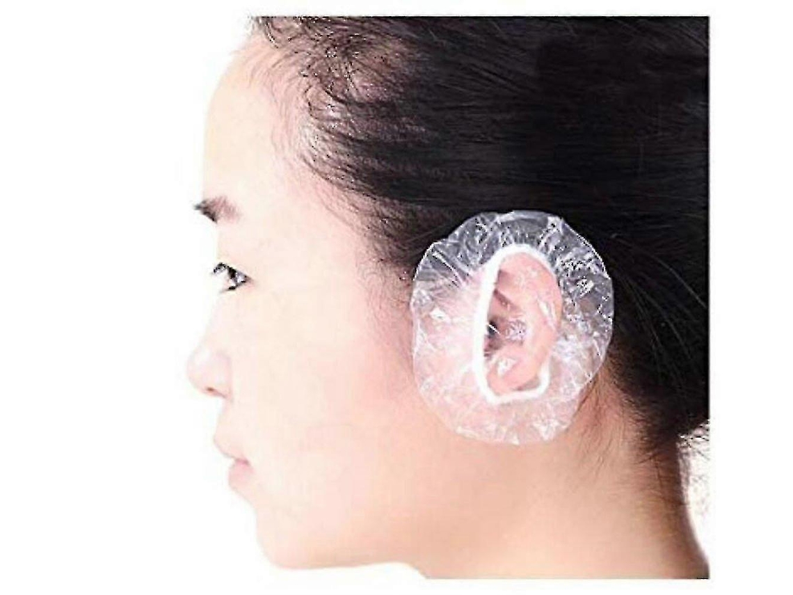Rebe-100pcs Fundas Oídas Desechables Transparentes Impermeables Protectoras De Plástico Para Baño Y Peluquería