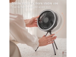 Ventilador De Escritorio Trípode De 7 Pulgadas Con 3 Velocidades, Luz Led, Batería De 10000 Mah, Conexión Inalámbrica Usb Y Función De Batería Externa Portátil Para Uso De Emergencia.