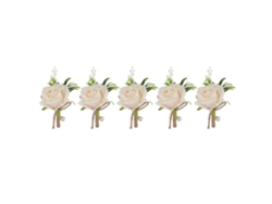 5 Unidades De Boutonniere De Boda Con Flores Artificiales De Rosa Color Champán Para Novio Y Novia